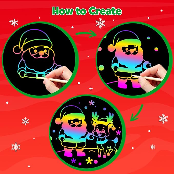 ZMLM Scratch Paper Art Craft: 2 Pack Rainbow Scratch Set - Image 6