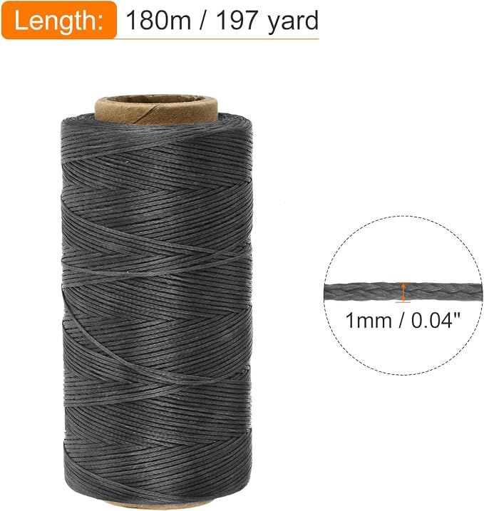 MECCANIXITY Waxed Thread, 197 Yard 1mm 210D Flat Wax Thread Polyester Waxed - Image 2