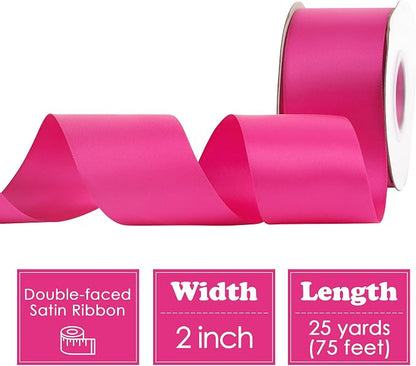 HUIHUANG Hot Pink Satin Ribbon - Image 2