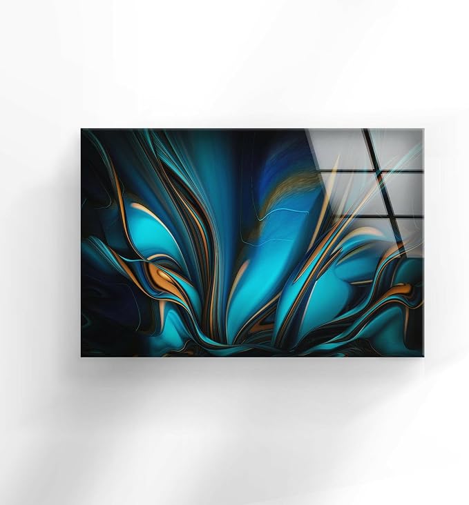 My Photostation.com 28Wx18H'' Orange & Blue Abstract Glass Wall ArtTempered - Image 3