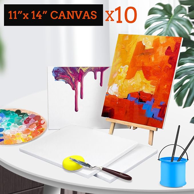 ESRICH Stretched Canvas for Painting 11x14 Inch, 10 Pack Blank Canvas -5/8 in - Image 2