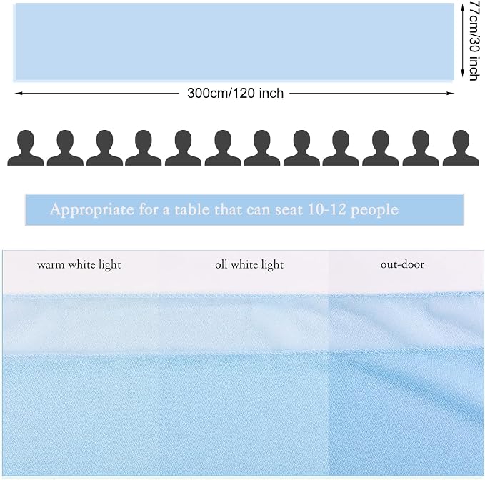 2 Packs 30 x 120 Inches Baby Blue Chiffon Table Runner 10ft Boho Gauze Table - Image 5