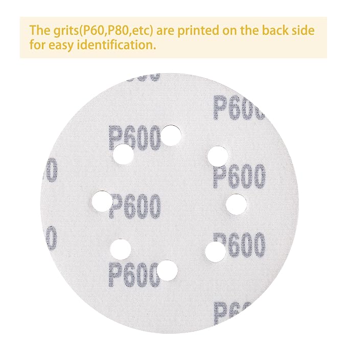 150PCS 600 Grit Gold Sanding Discs, 5-Inch 8-Hole Sandpaper - Image 5