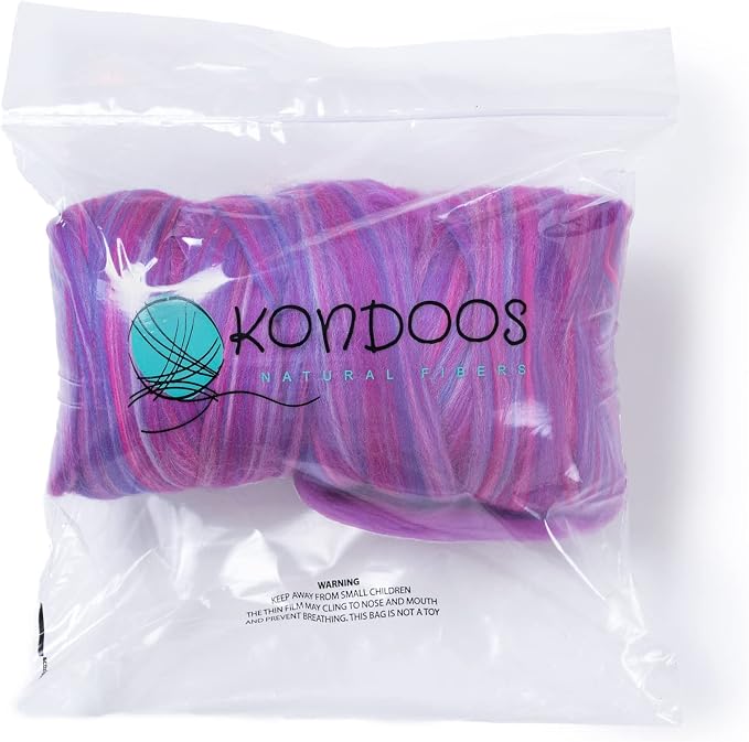 Kondoos Multi Colored Natural Wool roving, 1 lb. Best Wool - Image 3