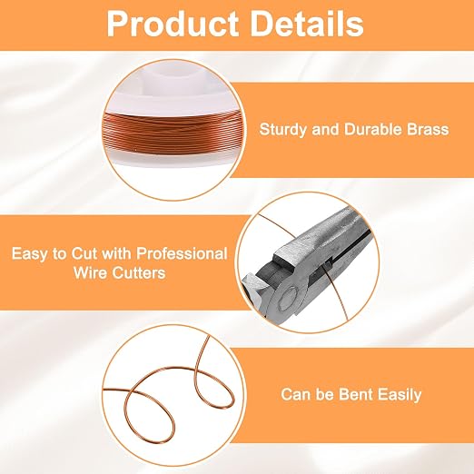 HARFINGTON 20ft Jewelry Wire, 24 Gauge Brass Craft Soft Metal Tarnish Resistant - Image 3