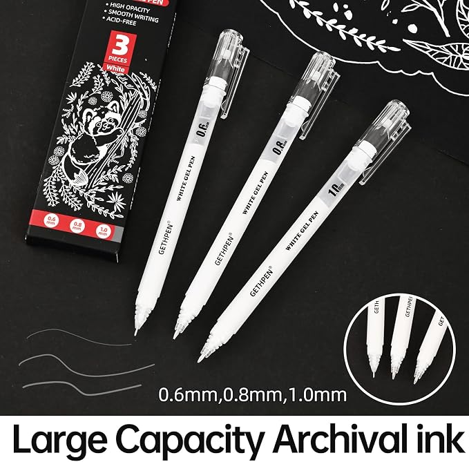 White Gel Pens 3-Pack - Image 3