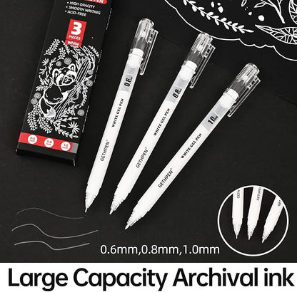 White Gel Pens 3-Pack - Image 3