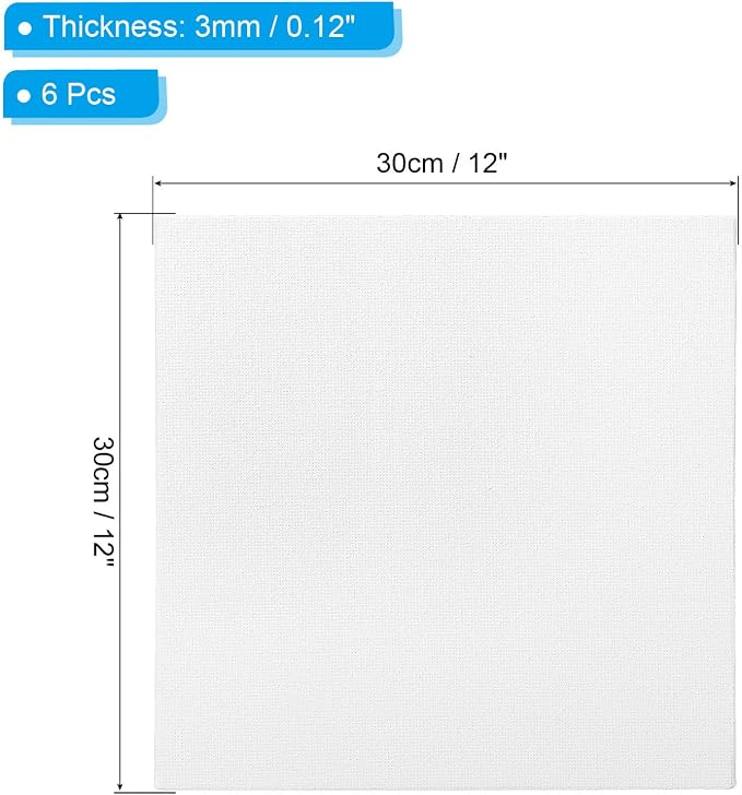 PATIKIL 12x12 Canvas Boards for Painting, 6 Pack 100% Cotton Square Triple - Image 2