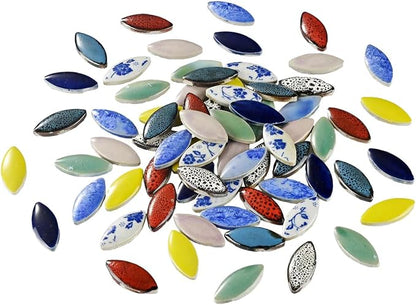 70 Pcs Petal Ceramic Mosaic Tiles, Polished Edge, Cottage Style, Floral Pattern - Image 6