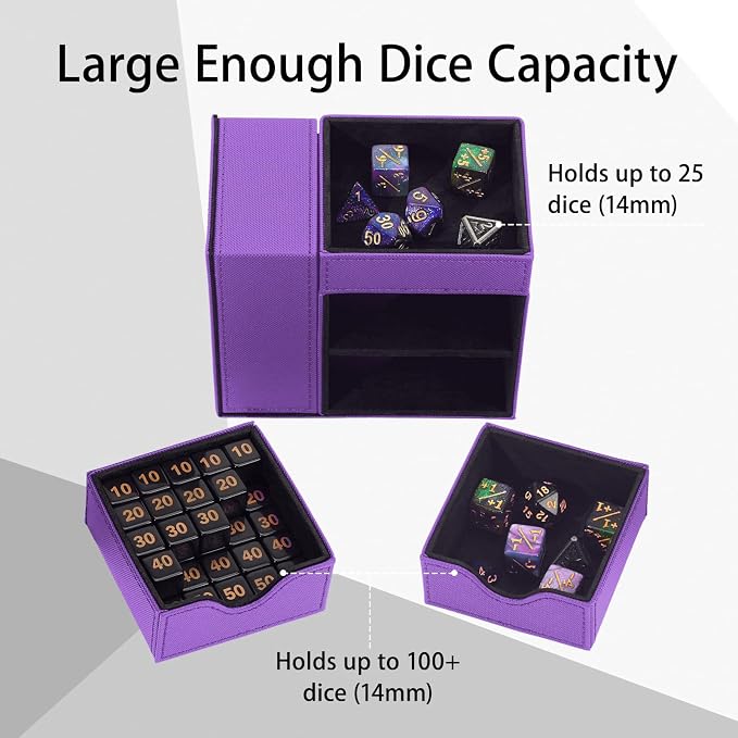 Dice Tower & Dice Tray Storage Box, 3 in 1 Dice Holder Case, Leather Magnetic - Image 4