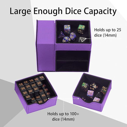 Dice Tower & Dice Tray Storage Box, 3 in 1 Dice Holder Case, Leather Magnetic - Image 4