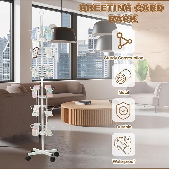 PATIKIL 6 Tier Rotating Greeting Card Rack, Metal Spinning Greeting Card - Image 4