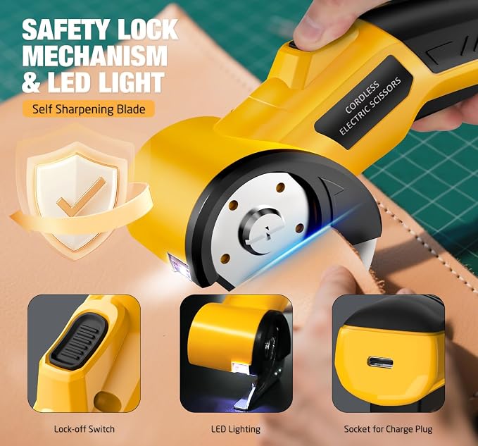 Cordless Electric Scissors: 4V Rechargeable Cardboard Cutter, 3 Blades - Image 4