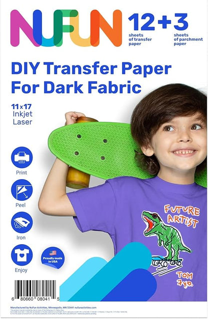 NuFun Activities Inkjet Printable Iron-On Heat Tshirt Transfer Paper 11x17 by NufunActivitesDesignPrintIronEnjoy