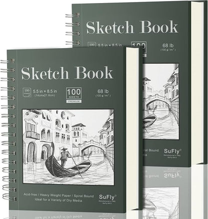 SuFly Small Sketch Book 5.5"x8.5", Spiral Bound Sketchbook Hardcover - Image 9