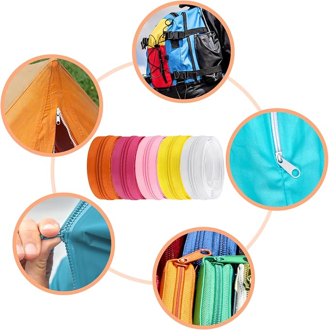 DOITEM 22.2 Yards/ 20 m 10 Pieces Assorted Colors #5 Nylon Coil Zippers - Image 7
