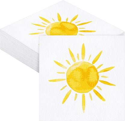 Aodaer 48 Pieces Disposable Sun Paper Napkins Sunshine Birthday Decorations Sun by Aodaer