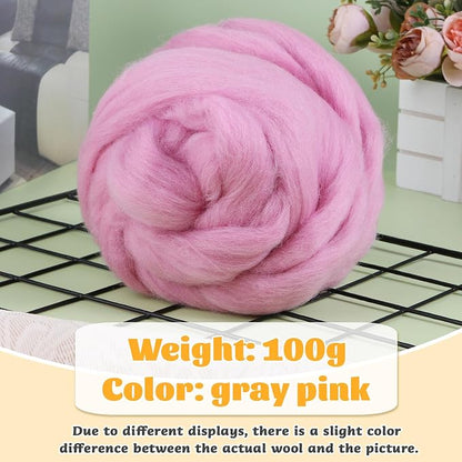 3.53oz Wool Roving Yarn, Wool Felting Supplies, Pure Wools, Chunky Yarn - Image 2