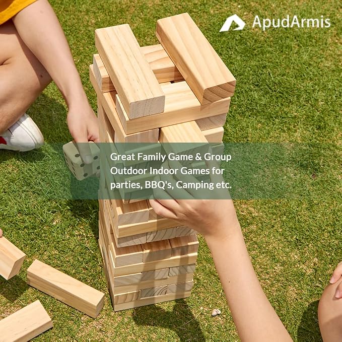 ApudArmis 54 PCS Tumble Timber Set, Pine Wooden Tumble Tower Game - Image 8