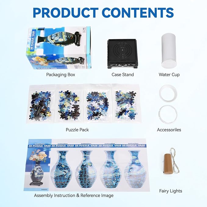 3D Puzzles Vase for Adults, Crafts for Adults, 160 Pieces Plastic DIY Unique - Image 5