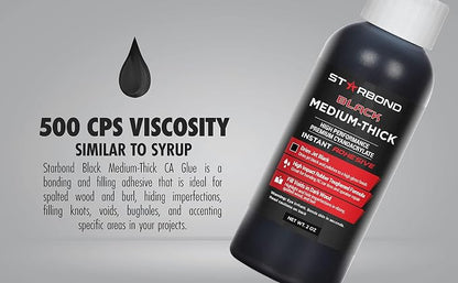 STARBOND Black Medium-Thick CA Glue, Premium Cyanoacrylate Super Glue, Knot - Image 7