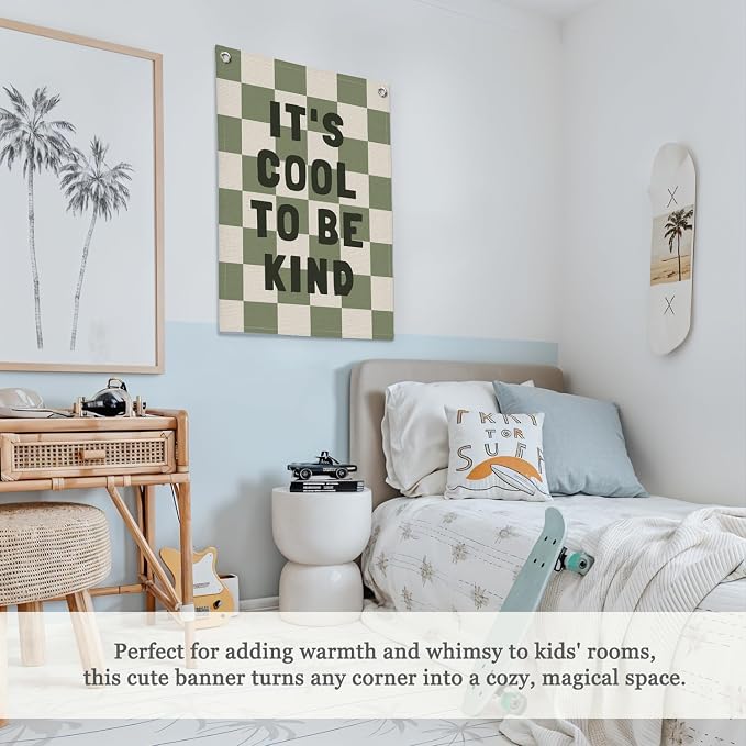 Kids Room Decor, Sage Green Classroom Wall Decor, It's Cool to Be Kind Banner - Image 4