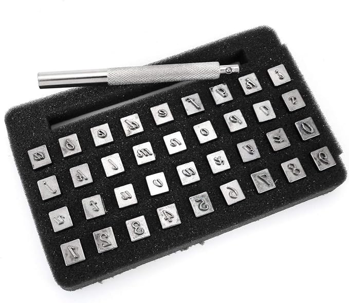 Yoption 37 Pieces Leathercarft Stamping Tool Set, 26 Letters Alphabet & 10 - Image 2