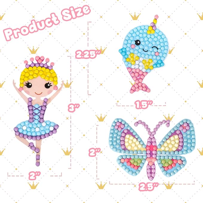 Cymbana Diamond Painting Kits for Kids 18 Pcs Princess and Their Buddy Gem Art - Image 6