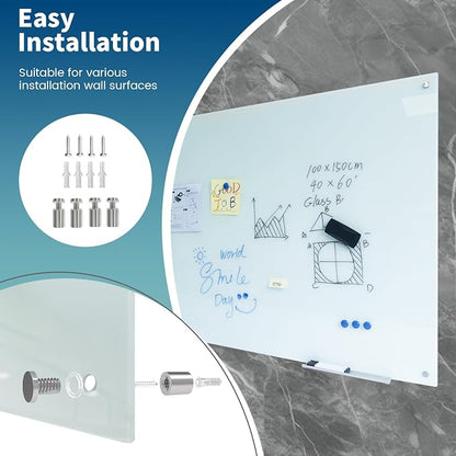 Magnetic Whiteboard Glass Writeboard 40"x60" Tempered Glass Dry Erase Board - Image 5