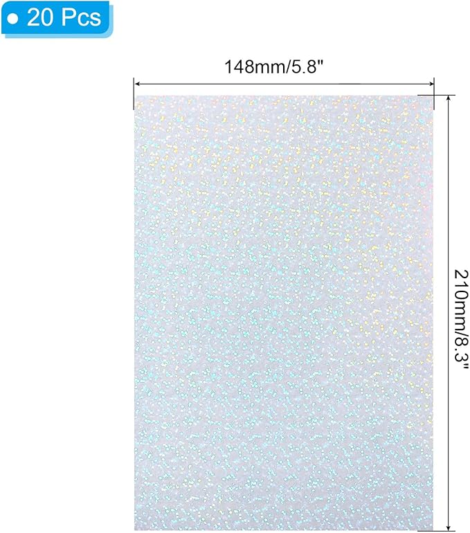 PATIKIL 8.3x5.8" Holographic Sticker Paper, 20Sheets A5 Polypropylene - Image 2