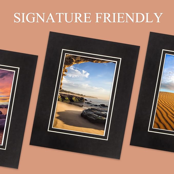 HOTUO 10 Pack Acid Free Black Picture Frame Mats, Pre-Cut 11x14 Picture Mats - Image 4