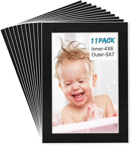 Egofine 5x7 Black Picture Mats Pack of 11, Frame Mattes by Egofine