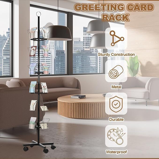 PATIKIL 2Pack 6 Tier Rotating Greeting Card Rack, Metal Spinning Greeting Card - Image 4