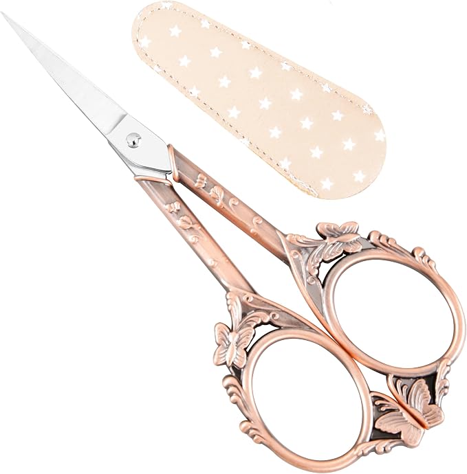 Small Craft Scissors with Cover, Comfortable Handles With Beautiful Butterfly by GLEXAL
