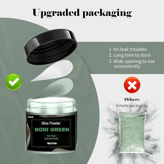 Nori Green Mica Powder Big Bottle Pigment Powder Multipurpose DIY Arts and - Image 3