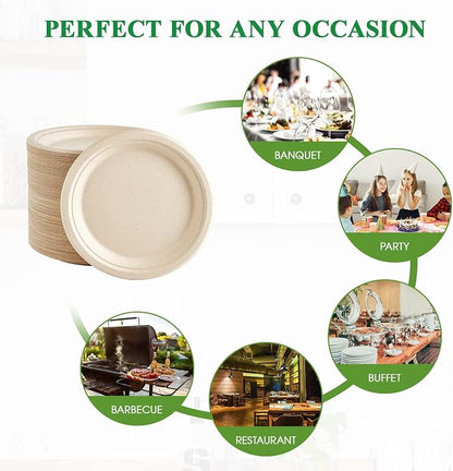 Vplus 500 Pack Paper Plates 9 inch 100% Compostable, Heavy-Duty Disposable - Image 6