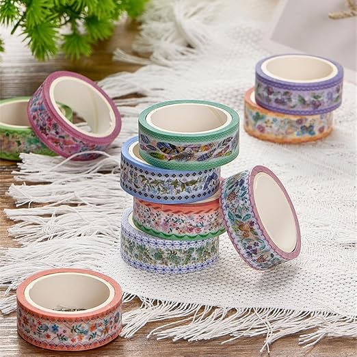 Washi Tape Set 10 Rolls, Embroidery Patterns Decorative Paper Sticker - Image 6