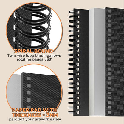 Sketch Book 9" x 11"，2 Pack 80-Sheets，Double-Sided Hardbound Sketchbook - Image 2
