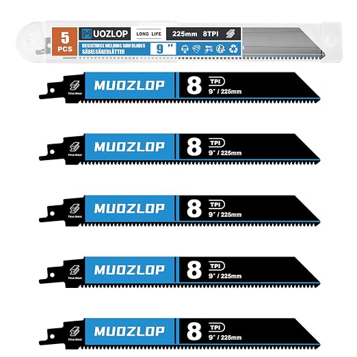 5 Pack 9 inch Reciprocating Saw Blades Set，8 TPI High Carbon Saw Blades by Unknown
