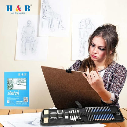 H & B 33 Pieces Drawing Pencils Set, Sketching Pencils Set & Drawing Kit - Image 4