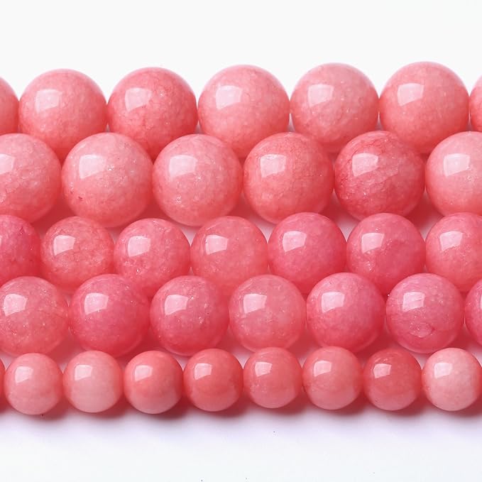 10MM Pink Rhodonite Jade Chalcedony Beads Natural Gemstone Beads Round Loose by Unknown
