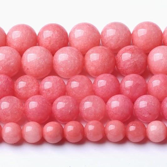 12MM Pink Rhodonite Jade Chalcedony Beads Natural Gemstone Beads Round Loose by Unknown
