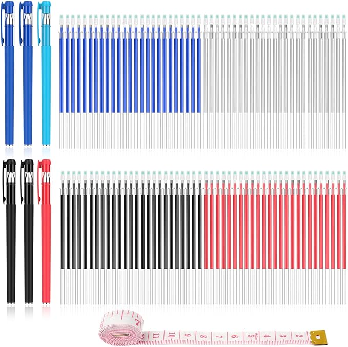 Fabric Markers for Sewing, Embroidery and Needlework, 6 pens, 100 replacement by WANFRES