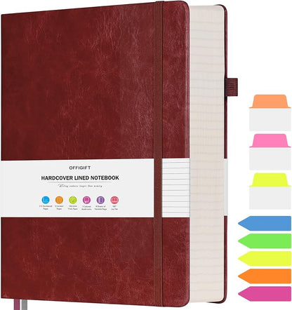 College Ruled Notebook, Large A4 Hardcover Leather Journal, 312 Numbered Pages by OFFIGIFT