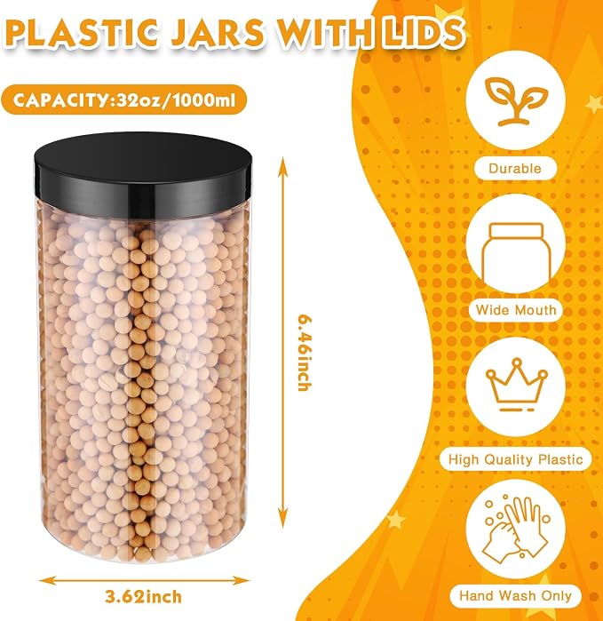 SATINIOR 12 Pack 32 oz Plastic Container Jars - Image 2