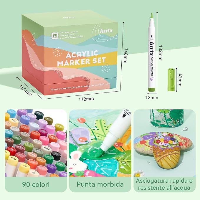 Arrtx 90 Colors Paint Markers Pens, Acrylic Paint Pens - Image 3