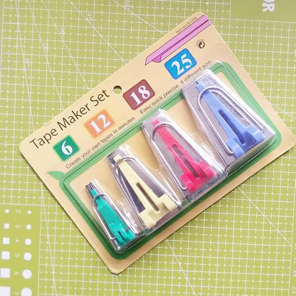 YICBOR Set of 4 Sizes Bias Tape Maker 6mm 12mm 18mm 25mm Fabric Sewing Quilting - Image 3