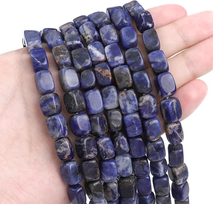 Natural Blue Sodalite Cuboid Stone Loose Semi Gemstone Beads - Image 3