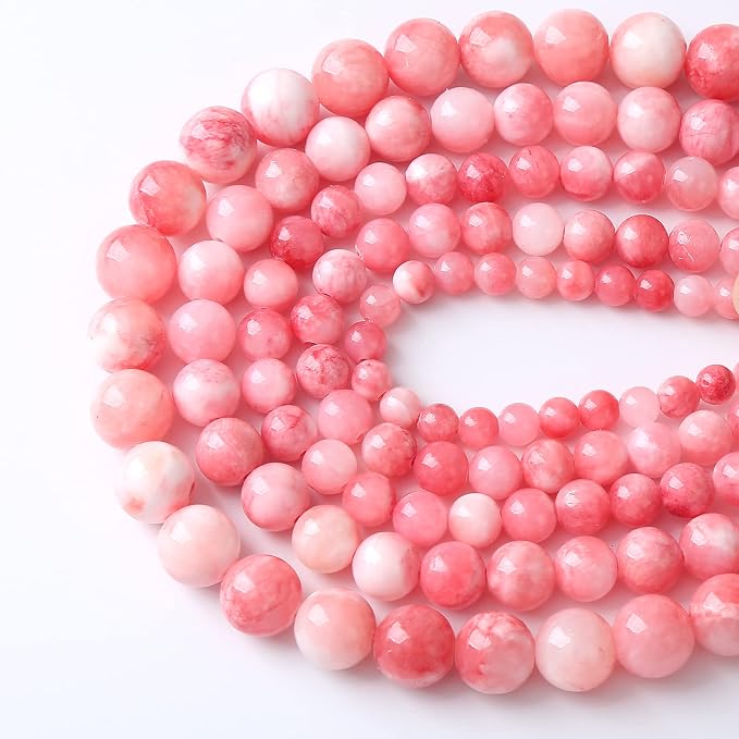 45pcs 8mm Natural Pink White Persian Jade Gemstone Beads Round Loose Spacer - Image 5