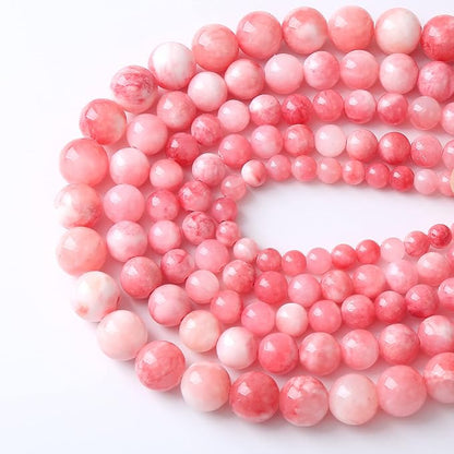 45pcs 8mm Natural Pink White Persian Jade Gemstone Beads Round Loose Spacer - Image 5